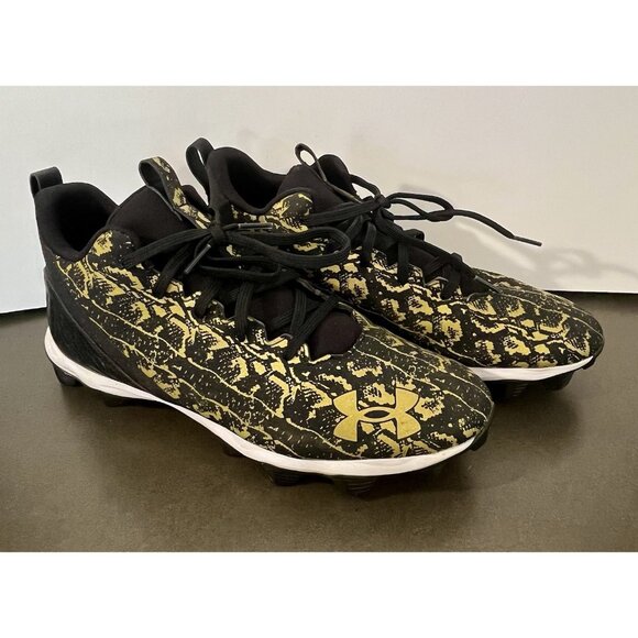 Under Armour Spotlight Lux Suede 2.0 Football Cleats Men’s US 10.5 Black & Gold - Picture 1 of 9